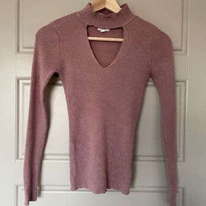 Mauve Pink, Ribbed, Long Sleeved, Turtle Neck